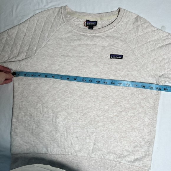 Patagonia Women's Organic Cotton Quilt Crew Sweatshirt Beige Pullover Top Small - Picture 4 of 10
